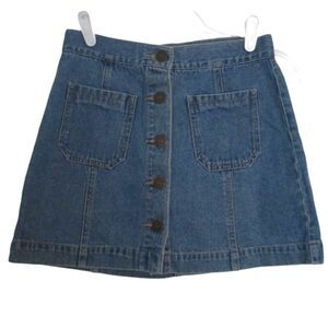 Forever 21 Button Front Patch Pocket Denim Mini Skirt Size 4/25